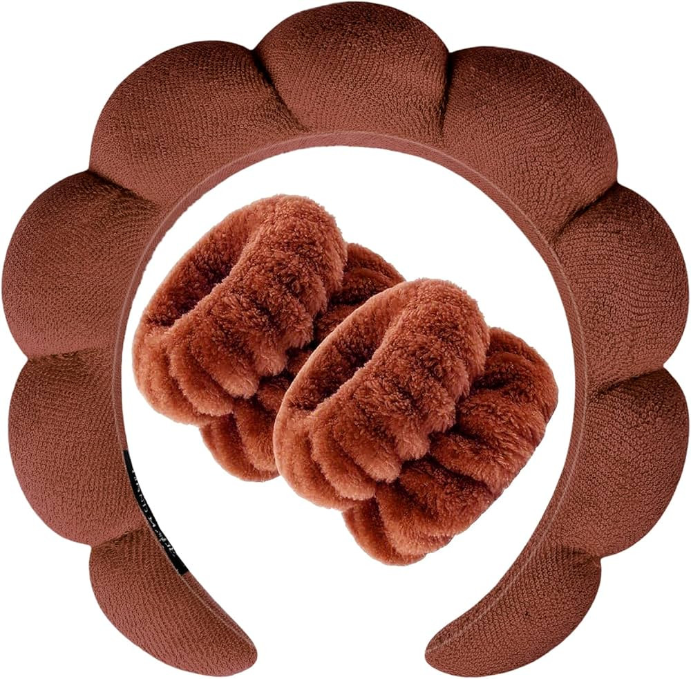 Zkptops Spa Headband for Washing Face Wristband Set Sponge Makeup Skincare Terry Cloth Bubble Sof... | Amazon (US)