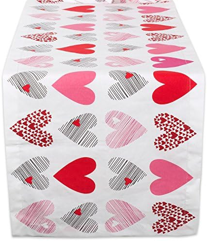 DII Valentine's Day Table Top Collection, Table Runner, 14x72, Hearts Collage | Amazon (US)