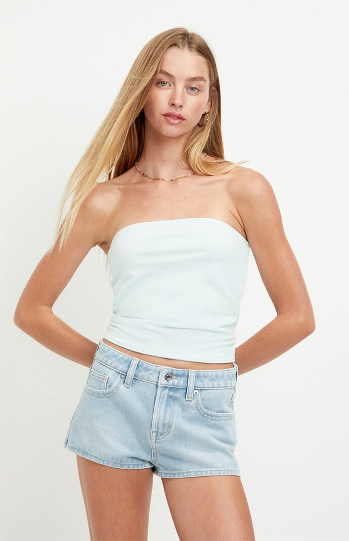 Women's Jamie Low Rise Jean Micro Shorts Light Blue in Medium Indigo - Size 32 | PacSun