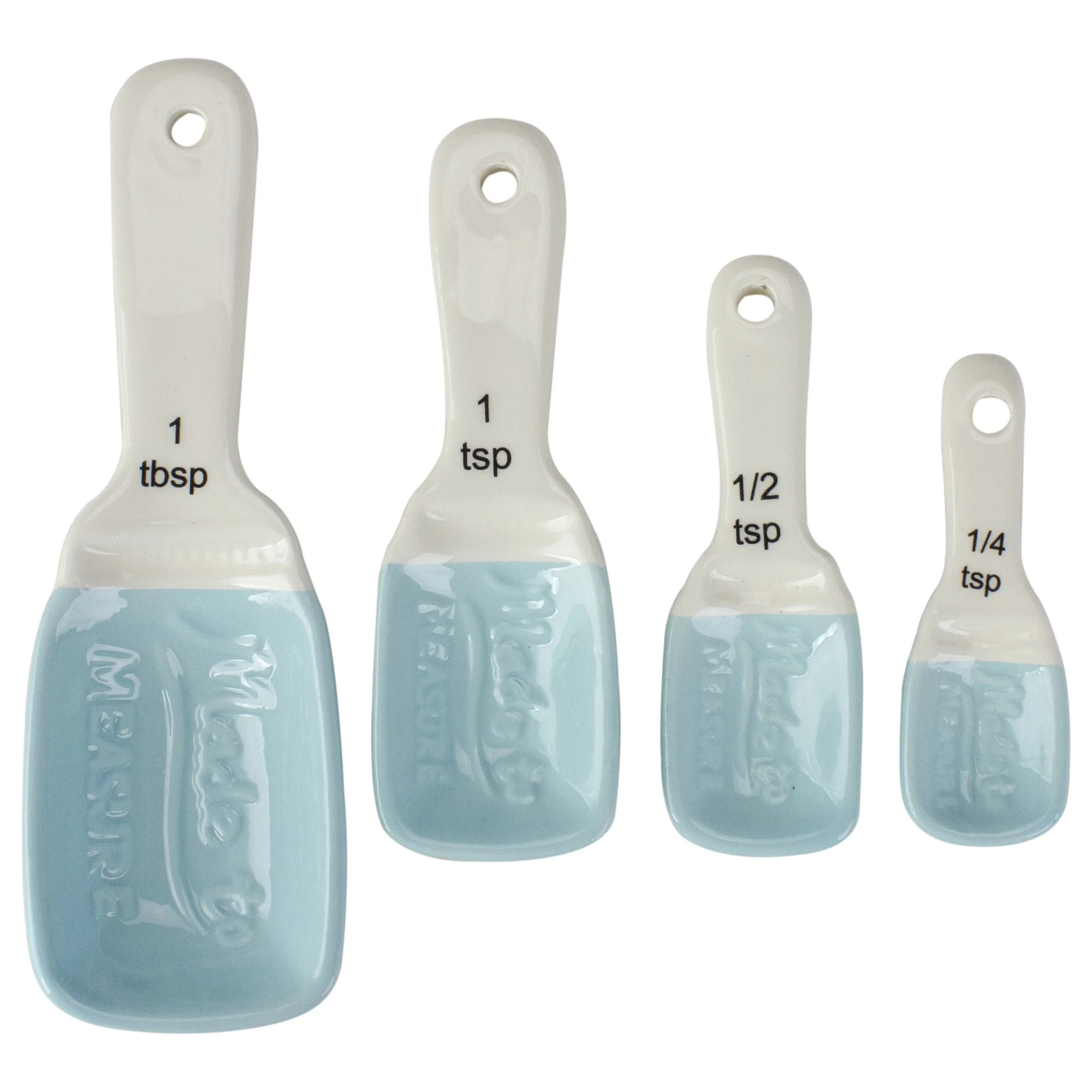 Set of 4 Ceramic Blue and White Measuring Spoons | Walmart (US)