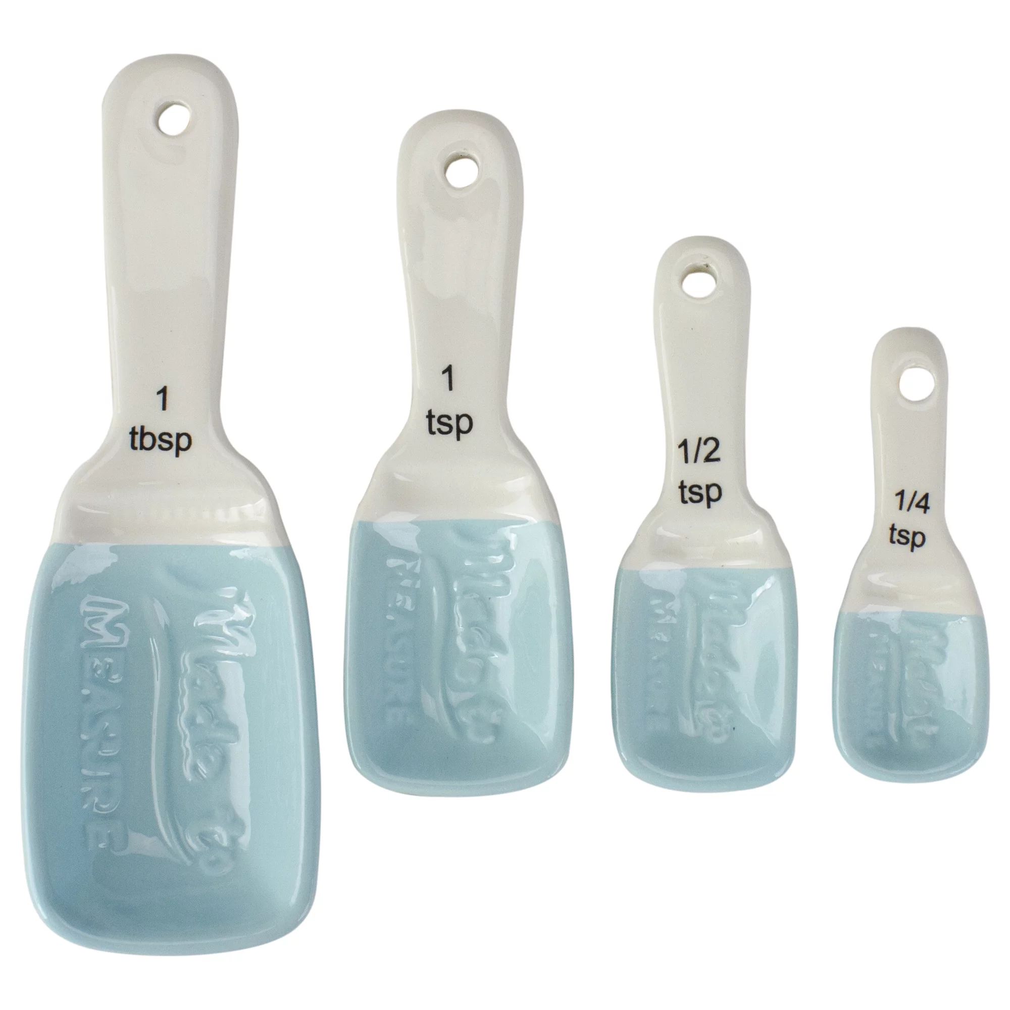 Set of 4 Ceramic Blue and White Measuring Spoons | Walmart (US)
