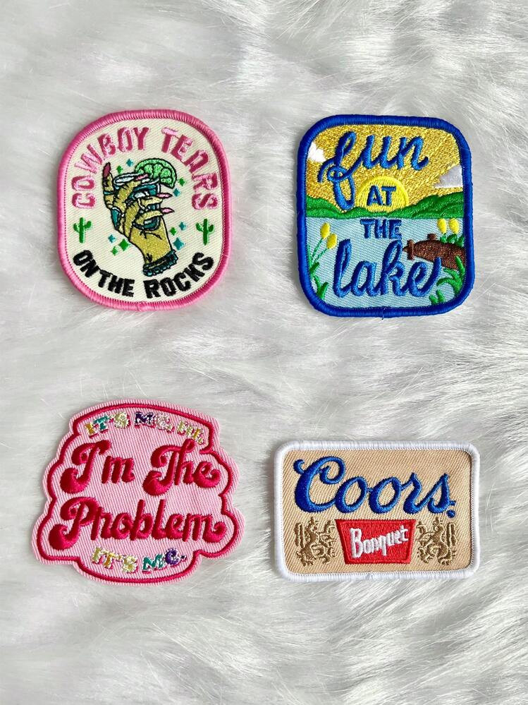 Mixed Style Embroidery Patches, Embroidered Iron On Patch For Hats, Jacket, Jeans, Backpacks, Clothes And Bags | SHEIN