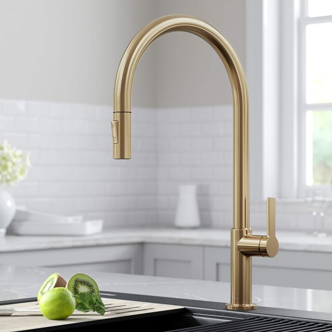 Kraus KPF-2821SFACB Oletto High-Arc Single Handle Pull-Down Kitchen Faucet, 21 Inch, Antique Cham... | Amazon (US)