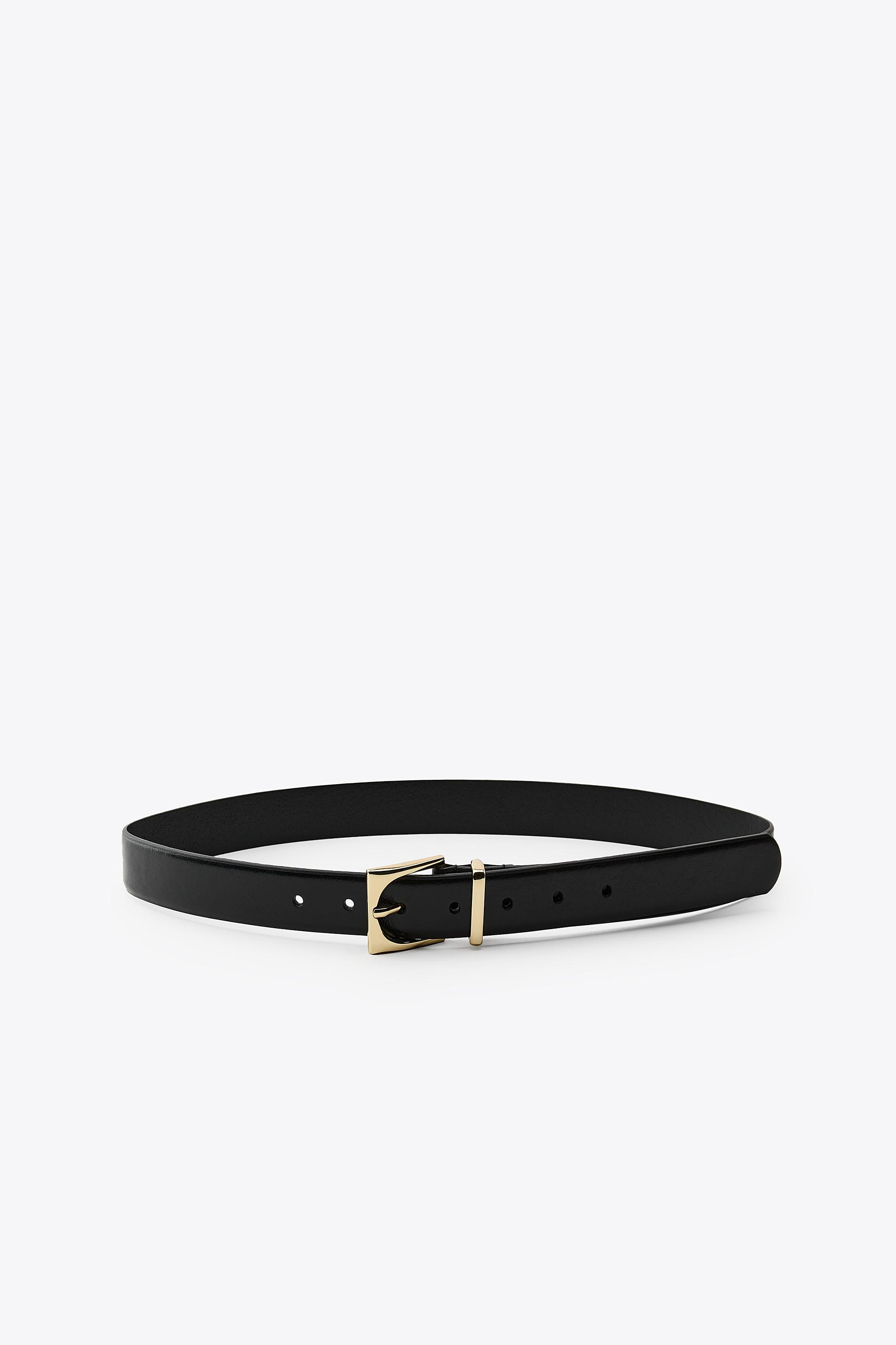 LEATHER BELT WITH GEOMETRIC BUCKLE | Zara US