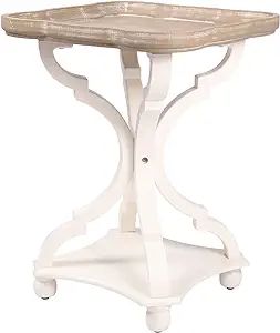 Rustic Farmhouse End Table, French Country Pedestal Accent Table with Natural Square Tray Top and... | Amazon (US)