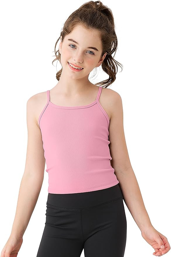 JOCMIC Girls Undershirts Kids Camisole Cami with Adjustable Straps Athletic Ribbed Knit Tank Tops... | Amazon (US)