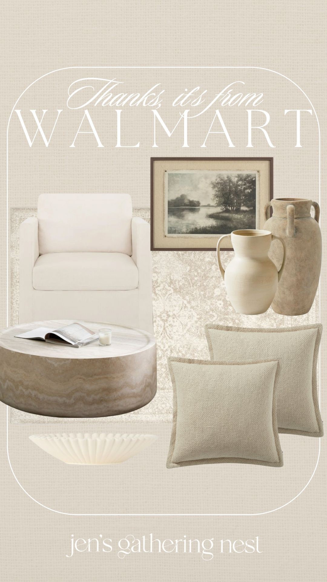 Thanks, it’s from WALMART 😍👏🏽

#walmarthome #walmartfinds #walmart #coffeetable #accentchair #rug #throwpillows #walmarthome #arearug #accentchair #coffeetable #vase #wallart #neutraldecor #homedecor

#LTKFindsUnder50 #LTKSeasonal #LTKHome