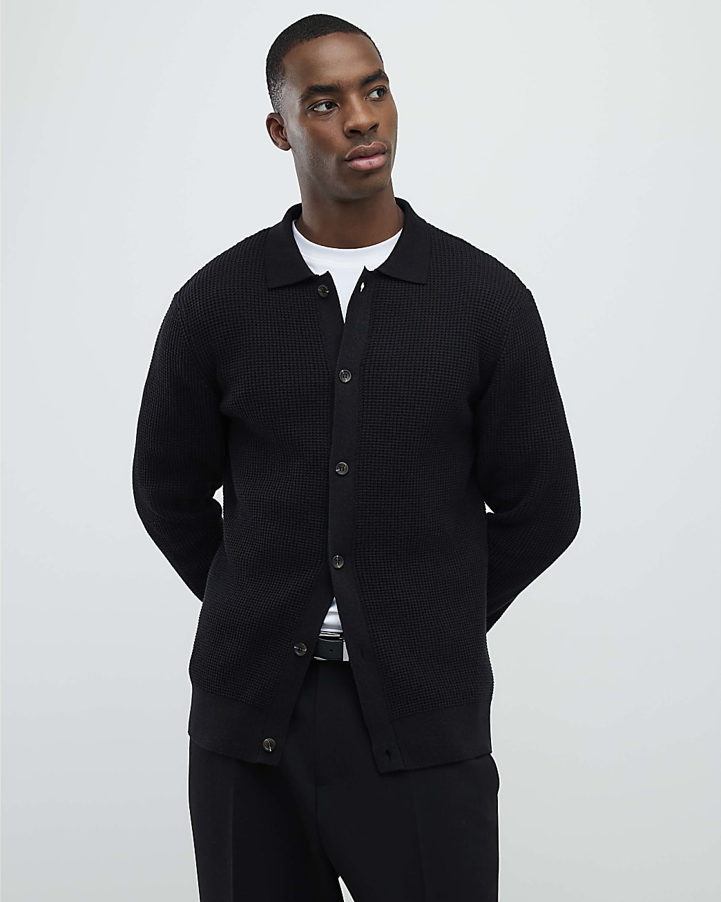 Black Regular Fit Knitted Button Up Cardigan | River Island UK & IE