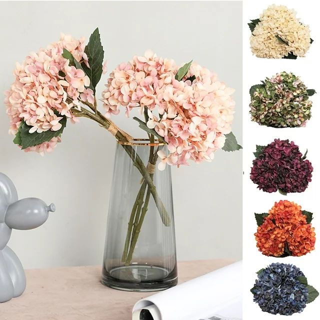 Cheer.US Artificial Flowers, Faux Flowers Silk Flower 3-Head Full Hydrangea Perfect for Indoor Ou... | Walmart (US)