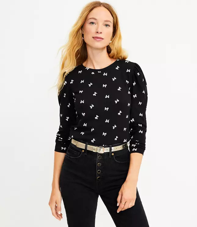 Bow Puff Sleeve Top | LOFT