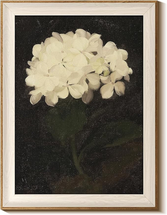 InSimSea Framed Canvas Wall Art Decoration Canvas Wall Art Room Decor, White Hydrangea Oil Painti... | Amazon (US)