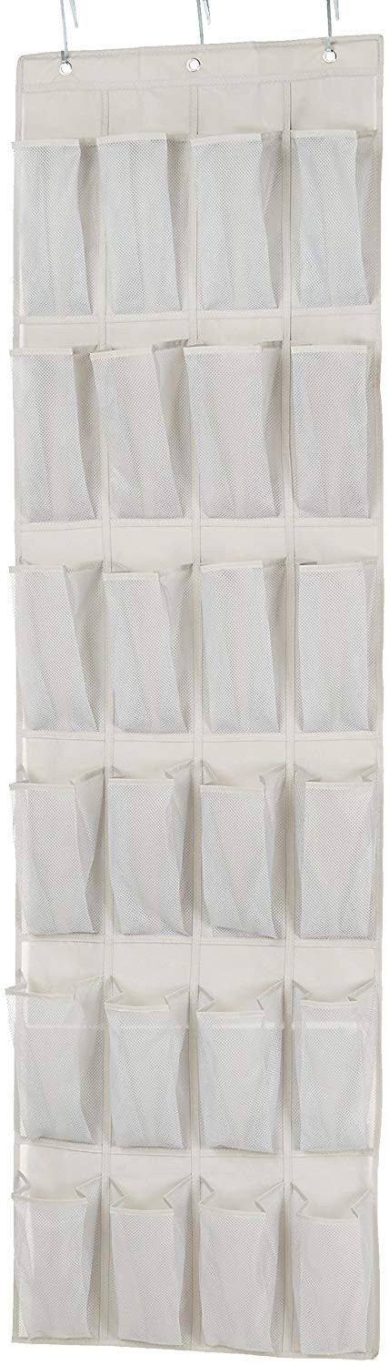 Amazon Basics 24 Medium Pocket Over-the-Door Hanging Shoe Organizer, Light Grey | Amazon (US)