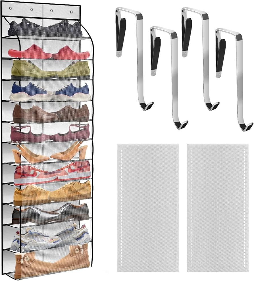 PAULONE 12 Pocket Over the Door Shoe Organizer,Reusable Breathable Large Mesh Bag Men's & Women's... | Amazon (US)