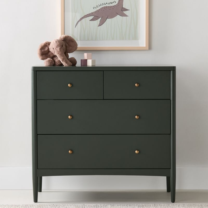 Hampshire 36" Olive Green Wood 4-Drawer Kids Dresser + Reviews | Crate & Kids | Crate & Barrel