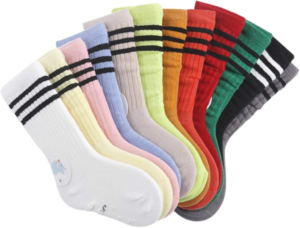 VWU 6 Pack Little Girls Boys 3 Stripes Knee High Socks 1-10 Years | Amazon (US)