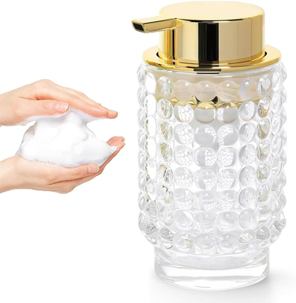 Foaming Soap Dispenser, 10 Oz Clear Glass Foam Hand Soap Dispenser for Bathroom & Kitchen, Refill... | Amazon (US)