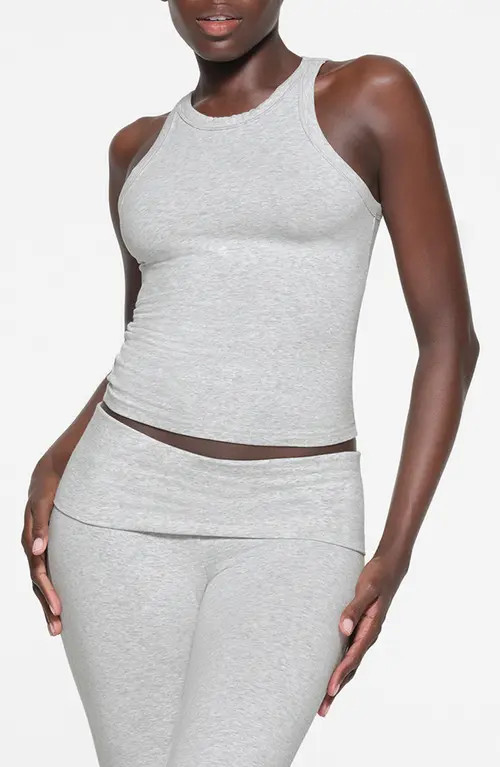 SKIMS Stretch Cotton Jersey Tank in Light Heather Grey at Nordstrom, Size Medium | Nordstrom