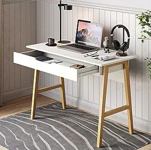 Parma 42 Inch Modern Desk - Home & Office Small Computer Desk with Wide Drawer - Wooden Study Wri... | Amazon (US)