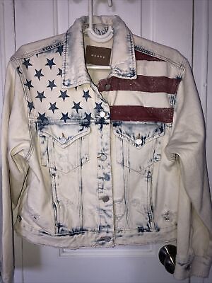 $148 NWT Blank NYC Unmet Expectations American Flag Denim Jacket Sz S | eBay US