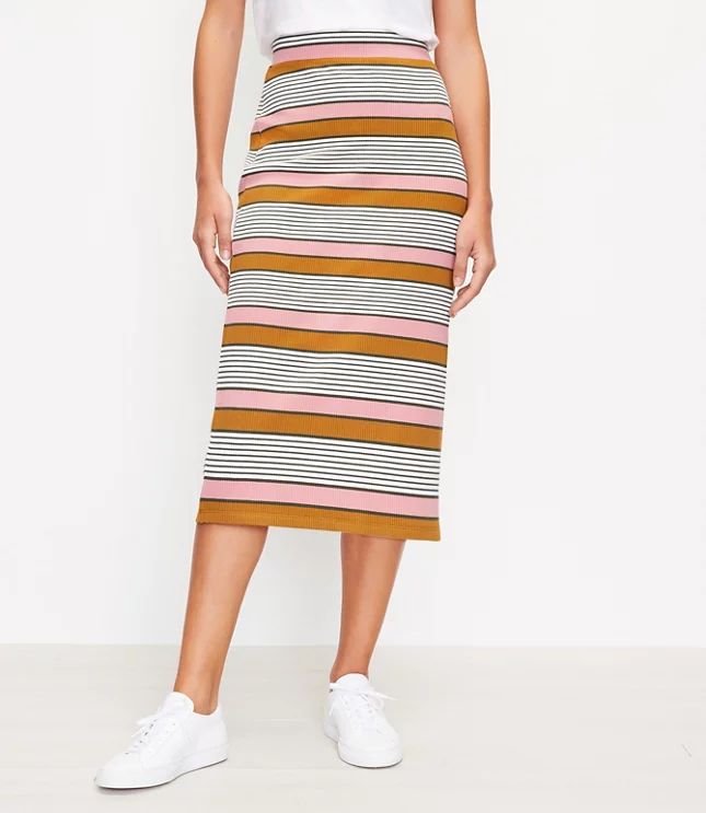 Striped Pull On Midi Skirt | LOFT | LOFT