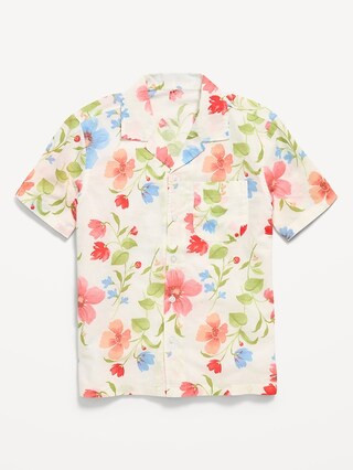 Printed Short-Sleeve Linen-Blend Shirt for Boys | Old Navy (US)
