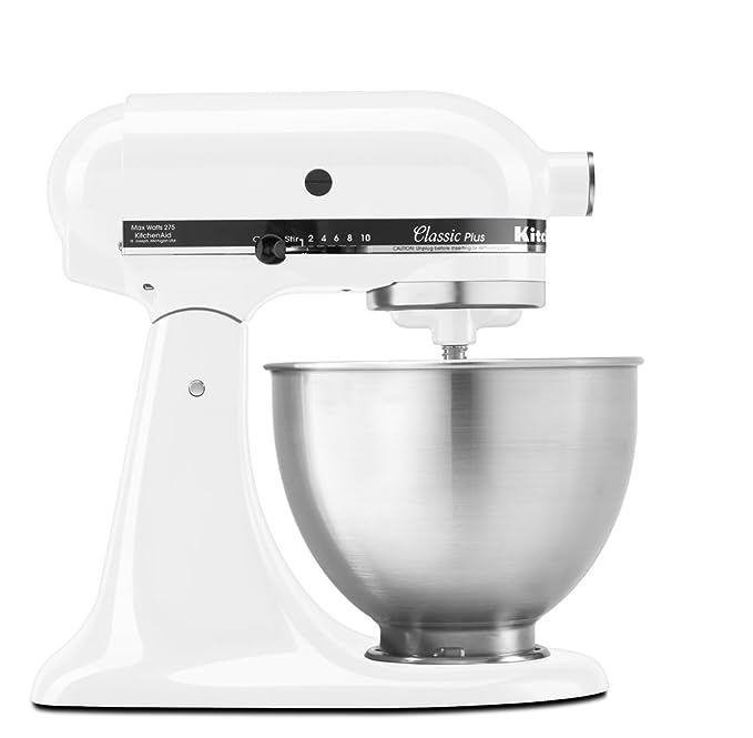 KitchenAid KSM75WH Classic Plus Series 4.5-Quart Tilt-Head Stand Mixer, White | Amazon (US)