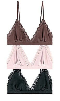 Privacy Please Abigail Bralette 3 Pack in Black, Peony, Peppercorn from Revolve.com | Revolve Clothing (Global)