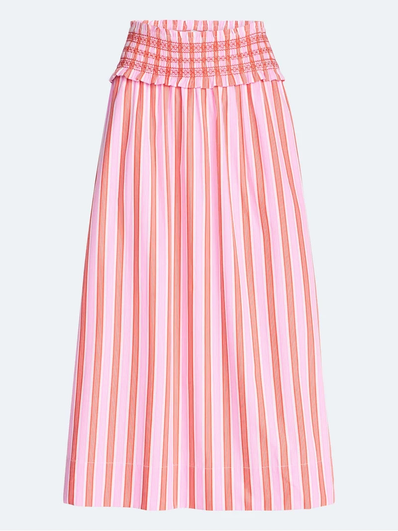 Free Assembly Women's and Women's Plus Striped Cotton Maxi Skirt with Smocked Waist, Sizes XS-4X | Walmart (US)