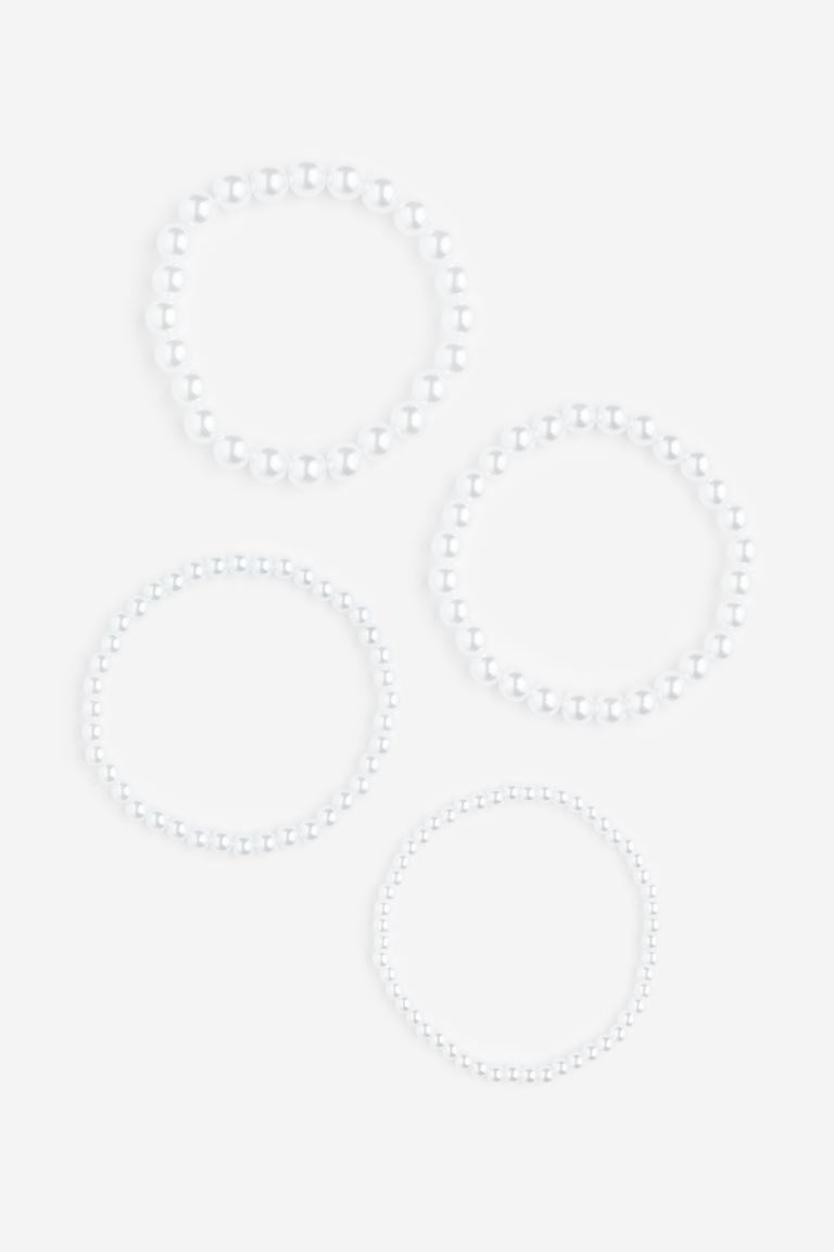 4-pack Beaded Bracelets - White - Ladies | H&M AU | H&M (AU)