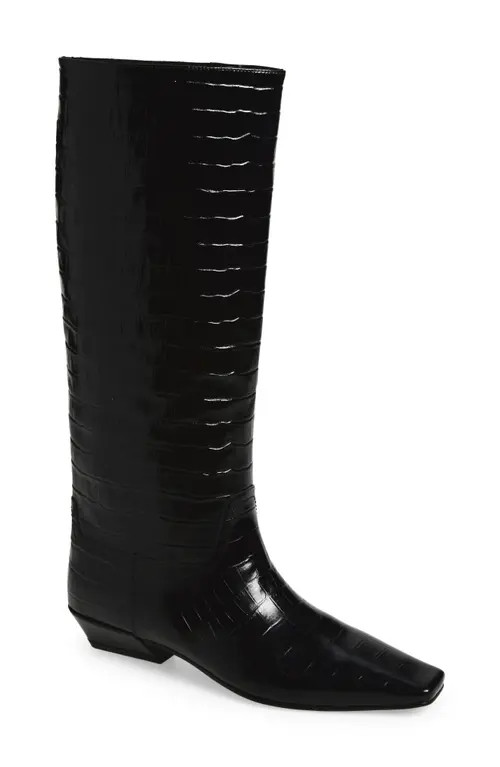 Jeffrey Campbell Croc Embossed Boot in Black Croco at Nordstrom, Size 6 | Nordstrom