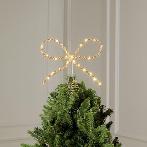 Ashland 9.5" Gold Rhinestone Bow LED Tree Topper Christmas Tree Topper | Amazon (US)