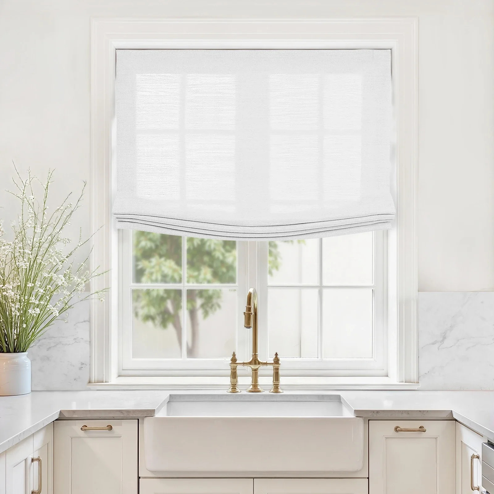 Custom Relaxed Roman Shades Cord Lift | TWOPAGES