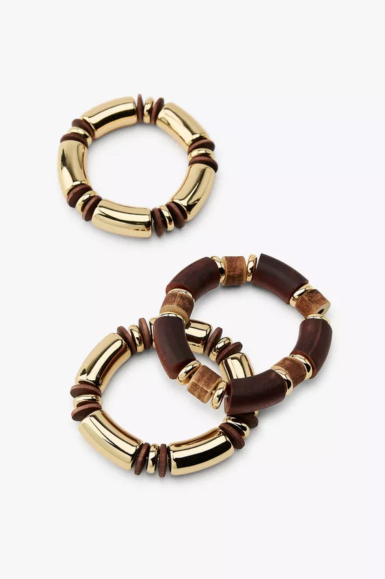 PACK OF 3 ELASTICATED WOODEN BRACELETS | Zara UK