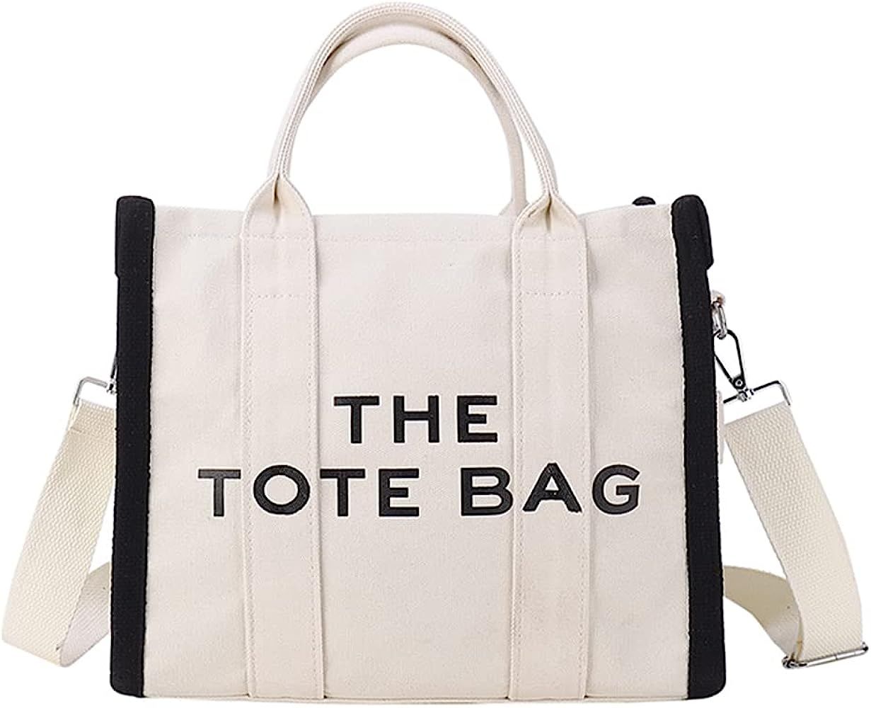 UKETO Canvas Tote Bags for Women, Shoulder Bag, Women Handbag, Tote Purse with Zipper Canvas Cros... | Amazon (DE)