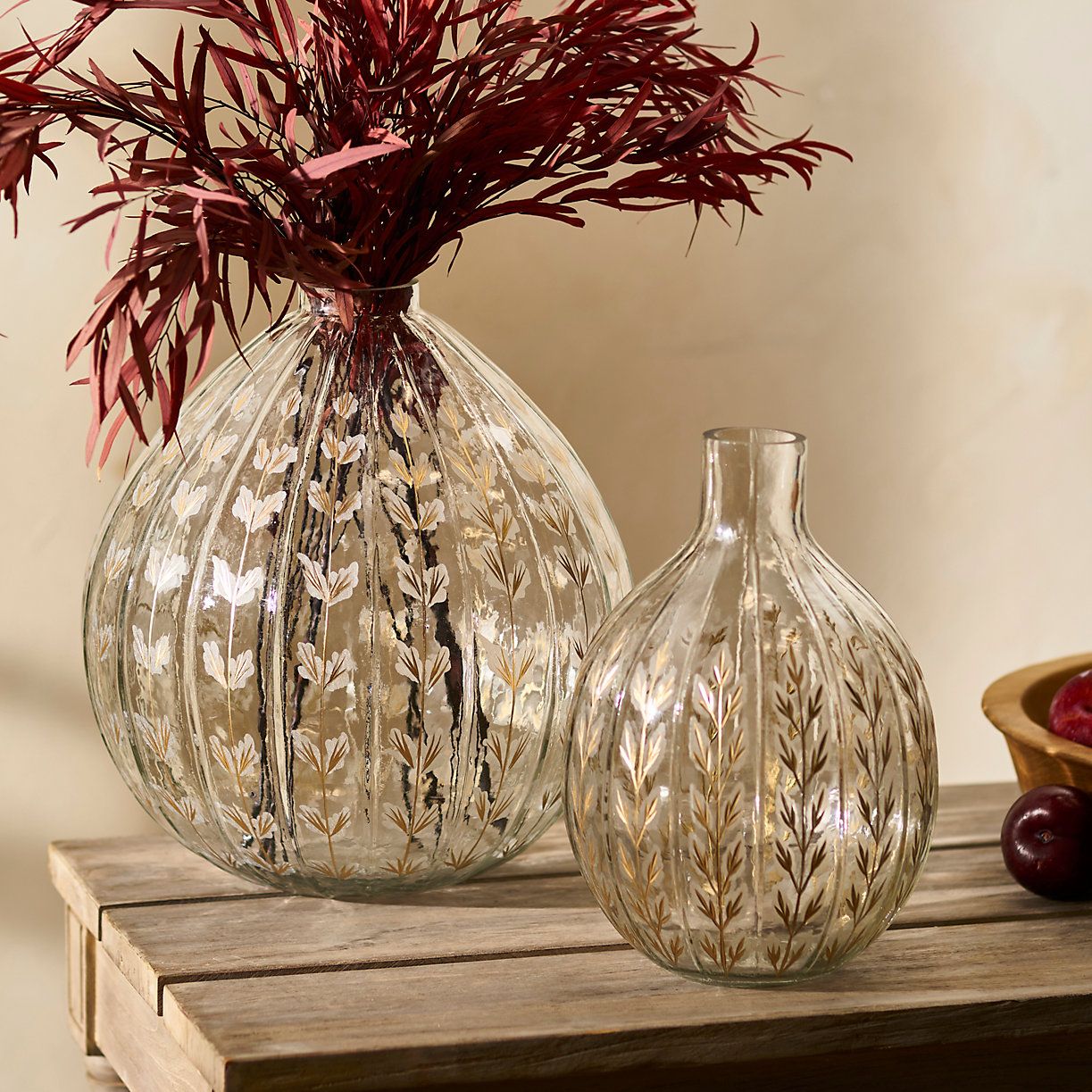 Etched Leaf Glass Vase | Terrain