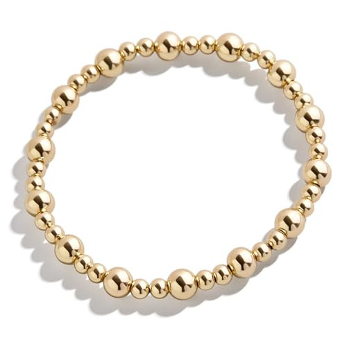 BaubleBar Milan Pisa Bracelet - Gold Plated Brass Stretch Bangle with 4mm & 5mm Multi-Sized Beads - Hypoallergenic Womens Bracelet - Perfect Stacking Piece & Gift Idea for Valentines Day | Amazon (US)