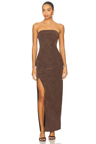 Line & Dot Alfie Maxi Dress in Chocolate from Revolve.com | Revolve Clothing (Global)