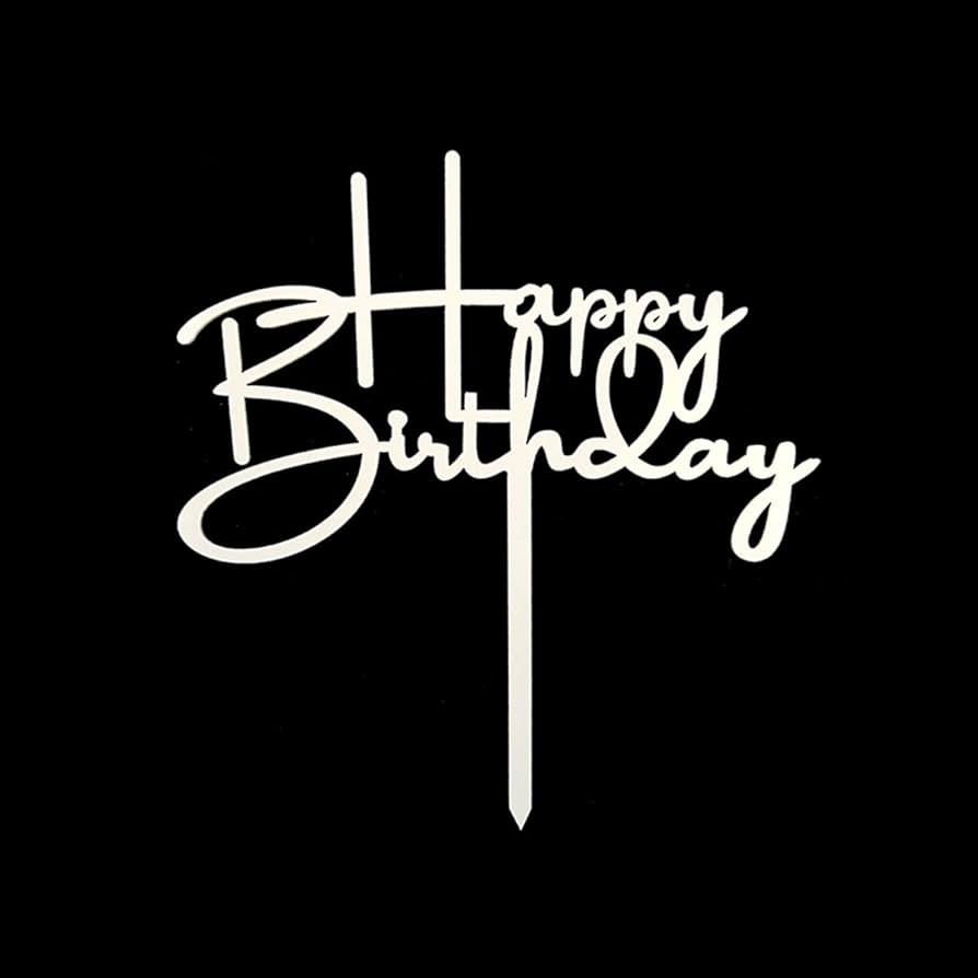 Happy Birthday Cake Topper, Birthday Party Decorations, off-white Acrylic | Amazon (US)