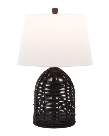 Rattan And Metal Lamp With Harp Shade | Marshalls