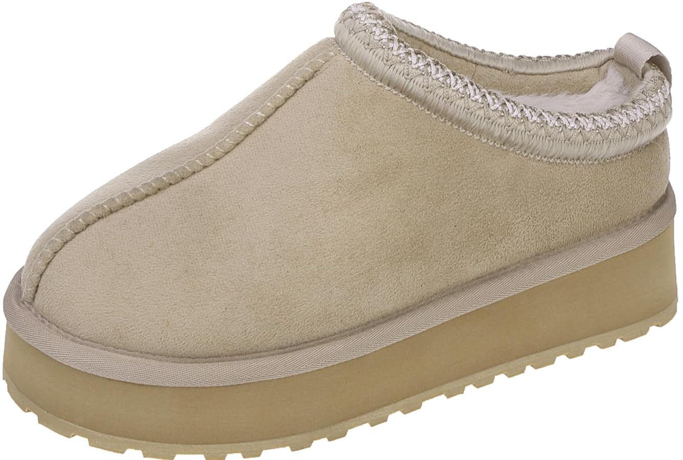 Platform Slippers Mini Boots for Women Fleece Lined Booties Anti-Slip Snow Slippers for Women Out... | Amazon (US)