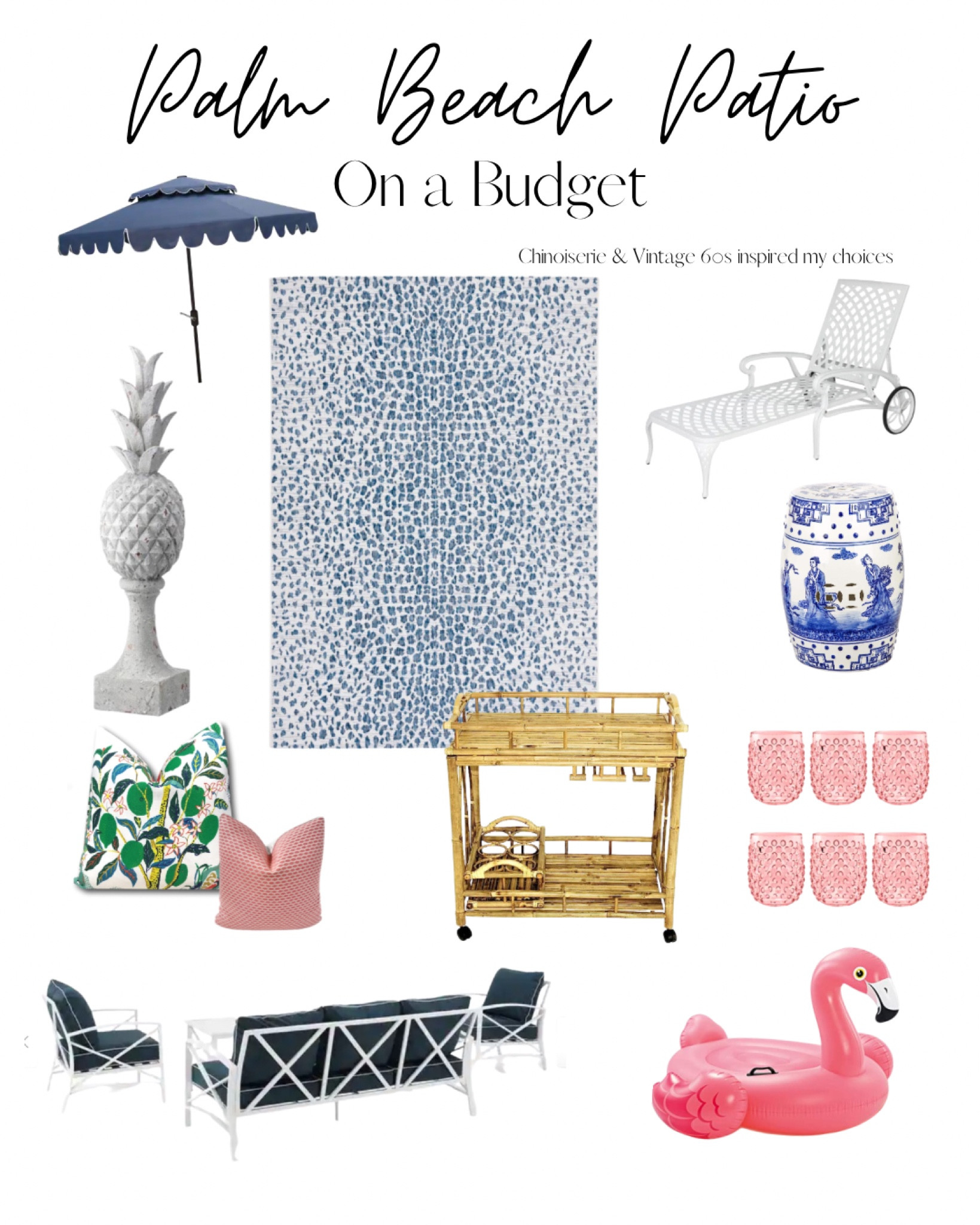 Dreaming 😴 of a Palm Beach style patio, that doesn’t break the bank? I pulled together these fun pieces with budget in mind! 

Chippendale patio furniture, outdoor rug, rattan bar cart, outdoor wine glasses, patio umbrella 

#LTKstyletip #LTKSeasonal #LTKhome