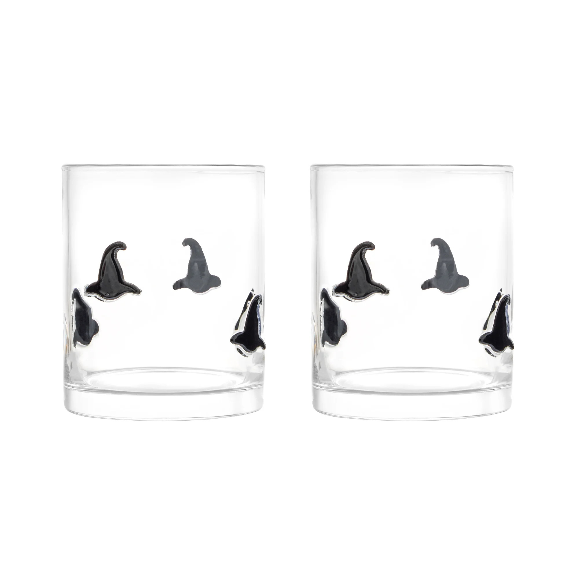 Thyme & Table 12 fl oz Halloween Black Witch Hat Charm Drinking Glasses, Set of 2 | Walmart (US)