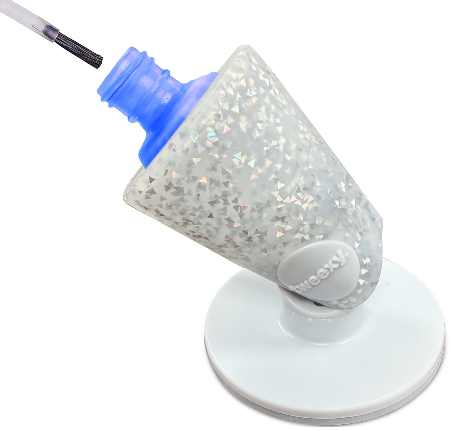 Tweexy Hinge Untippable Anti-Spill Nail Polish Holder | Smartgrip Suction Stand, Tilted for Fingernail Painting & Nail Art (Silver Sparkle) | Amazon (US)