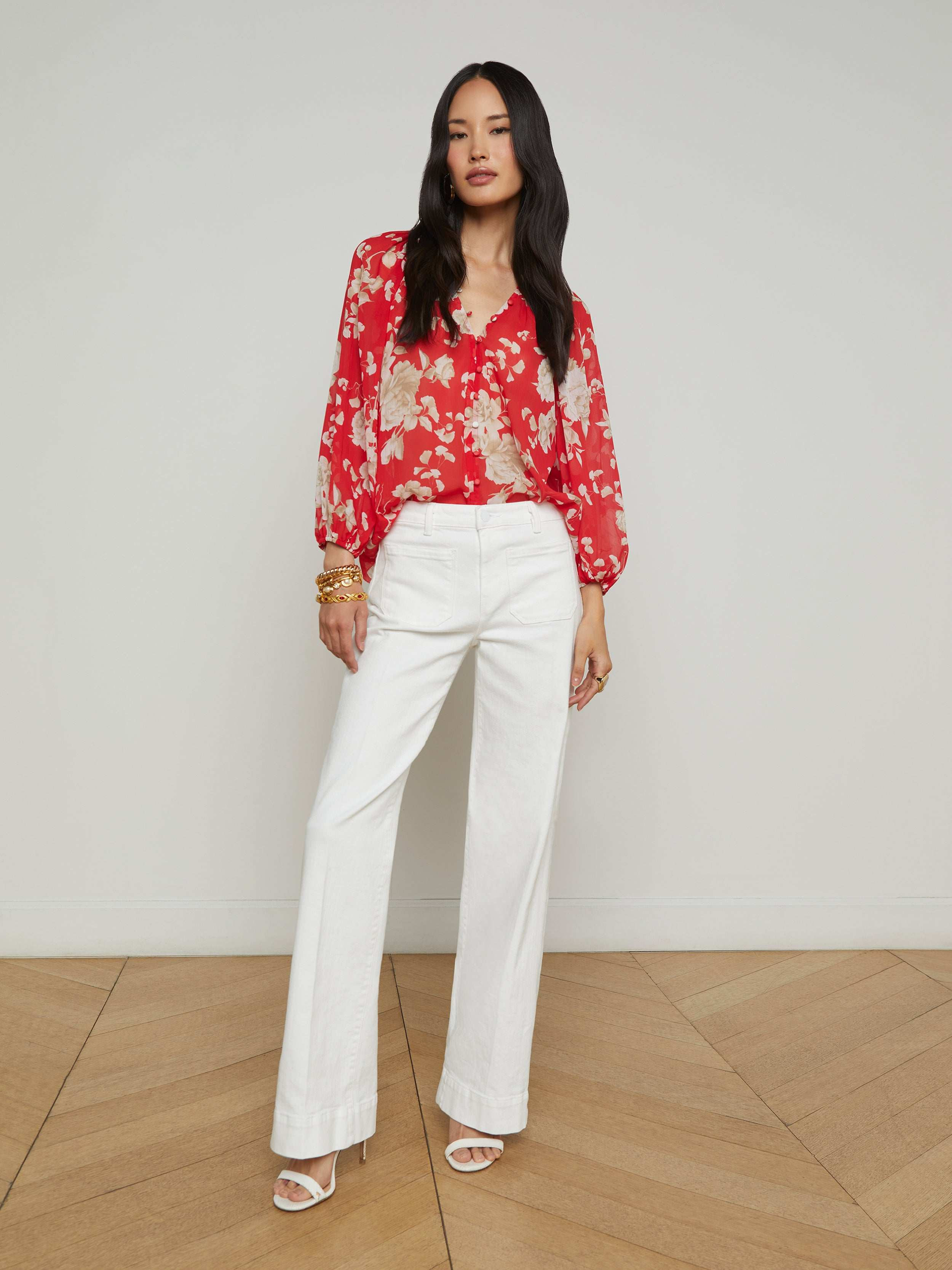 Nolan Patch Pocket Jean in Blanc | L'AGENCE | L'Agence