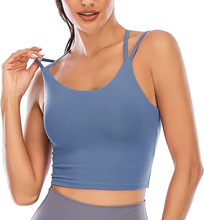 Vorcy Womens Padded Sports Bra Fitness Workout Running Camisole Crop Top with Built in Bra | Amazon (US)