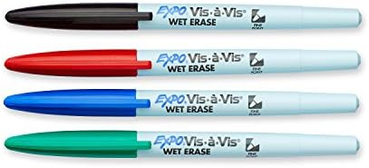 EXPO 16074 Vis-A-Vis Wet-Erase Overhead Transparency Markers, Fine Point, Assorted Colors, 4-Coun... | Amazon (US)