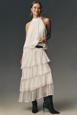 En Saison Camille Asymmetric Ruffled Maxi Skirt | Anthropologie (US)
