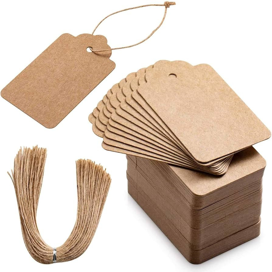 Primbeeks 125 pcs Premium Gift Tags, Double-Sided Available Kraft Paper Price Tags with 125 Root ... | Amazon (US)