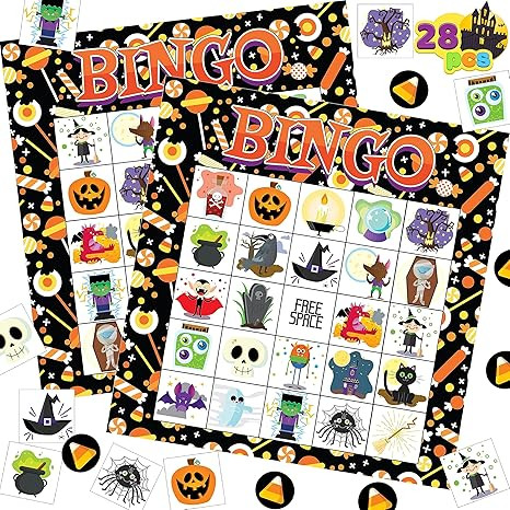 JOYIN 28 Players Halloween Bingo Cards Set, Halloween Bingo Game for School Classroom Family Grou... | Amazon (US)