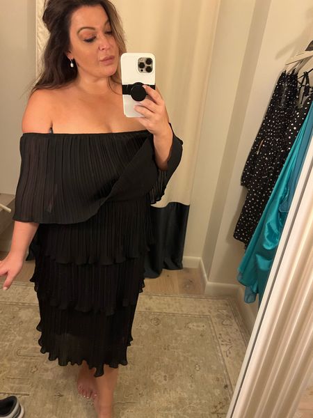 Midsize to plus size fashion. Shop this black tiered dress from Arula. Features curvy fashion trends with lots of solid color options. 

#LTKstyletip #LTKcurves #LTKwedding